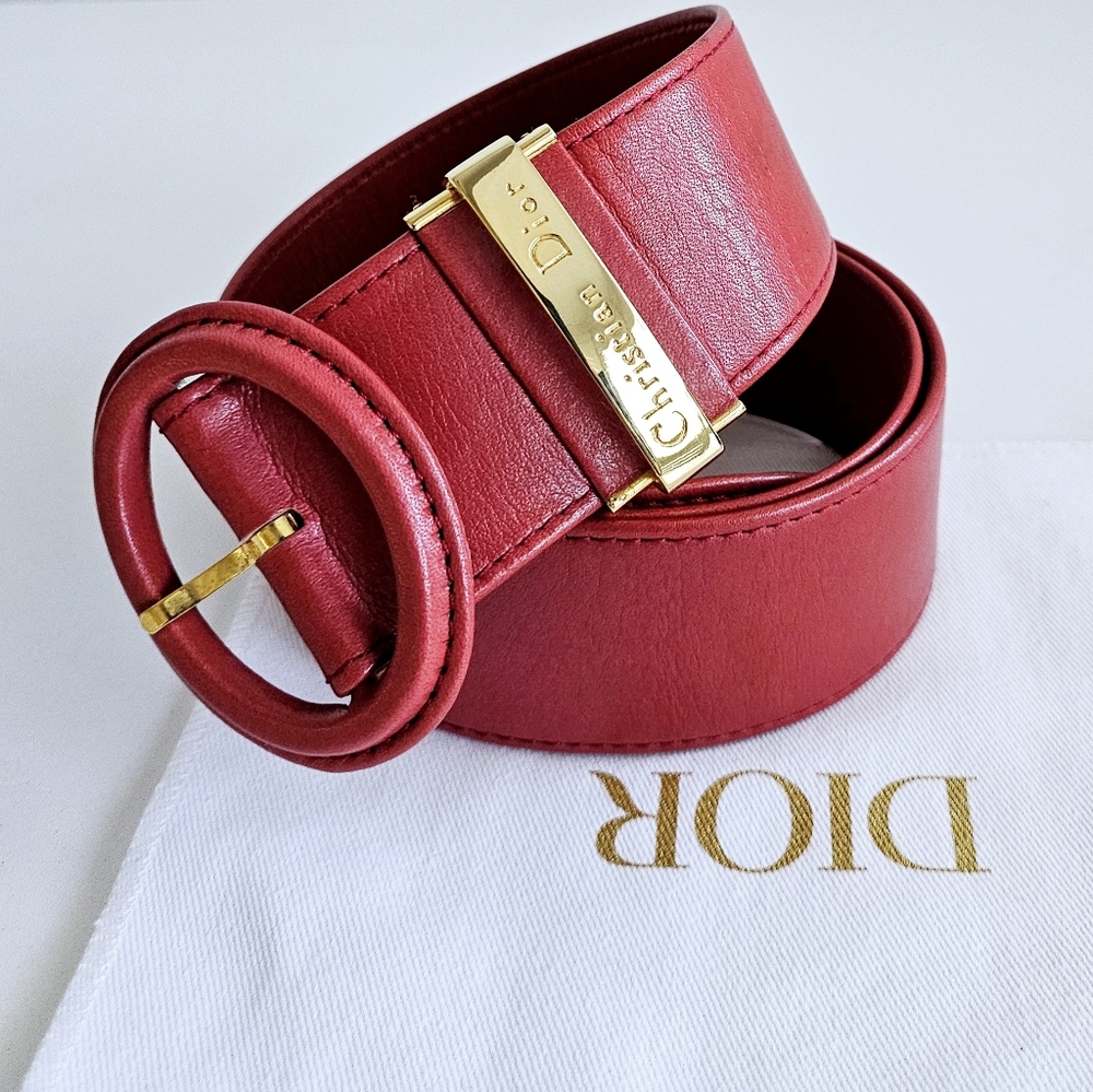Dior Red Vintage Lambskin Belt